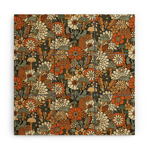 Lathe & Quill Mushroom Butterfly Garden Wood Wall Mural