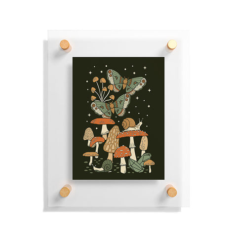 Lathe & Quill Mushroom Garden Winter Night Floating Acrylic Print