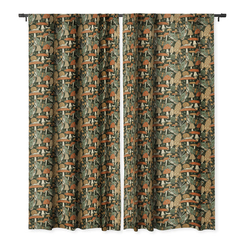 Lathe & Quill Mushroom Garden Winter Night Blackout Window Curtain