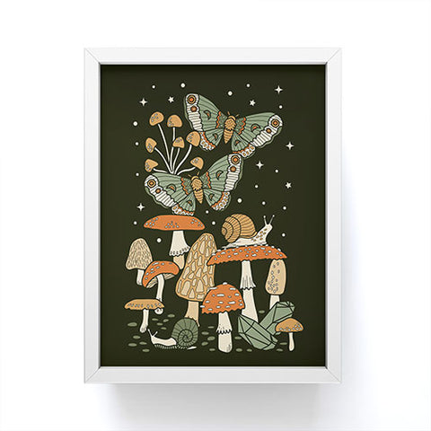 Lathe & Quill Mushroom Garden Winter Night Framed Mini Art Print