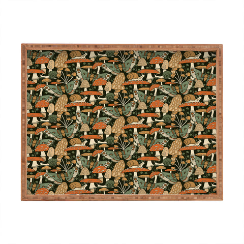 Lathe & Quill Mushroom Garden Winter Night Rectangular Tray