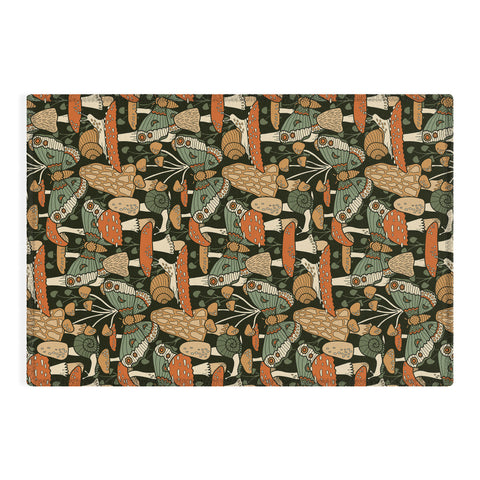 Lathe & Quill Mushroom Garden Winter Night Outdoor Rug