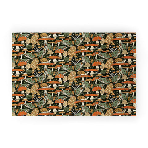 Lathe & Quill Mushroom Garden Winter Night Welcome Mat