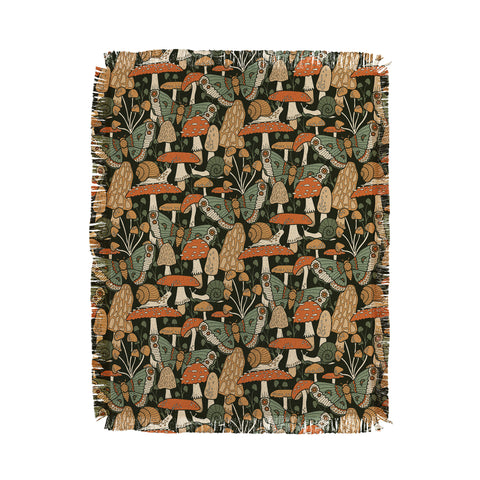 Lathe & Quill Mushroom Garden Winter Night Throw Blanket