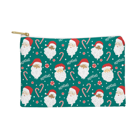 Lathe & Quill Peppermint Santas on Vivid Teal Pouch