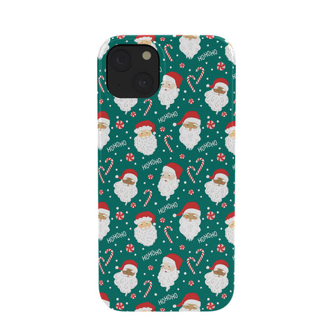Lathe & Quill Peppermint Santas on Vivid Teal Phone Case