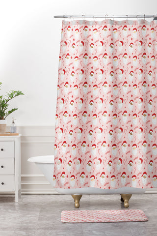 Lathe & Quill Peppermint Santas Shower Curtain And Mat