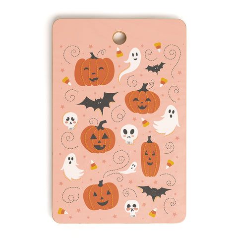 Lathe & Quill Pumpkin Party on Blush Pink Cutting Board Rectangle