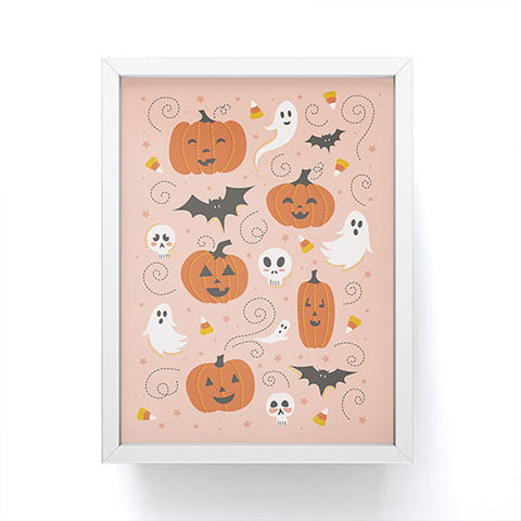 Lathe & Quill Pumpkin Party on Blush Pink Framed Mini Art Print