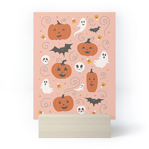 Lathe & Quill Pumpkin Party on Blush Pink Mini Art Print