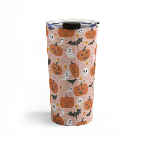 Lathe & Quill Pumpkin Party on Blush Pink Travel Mug