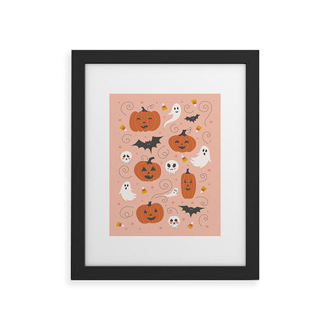 Lathe & Quill Pumpkin Party on Blush Pink Framed Art Print