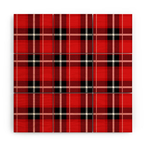 Lathe & Quill Red Black Plaid Wood Wall Mural
