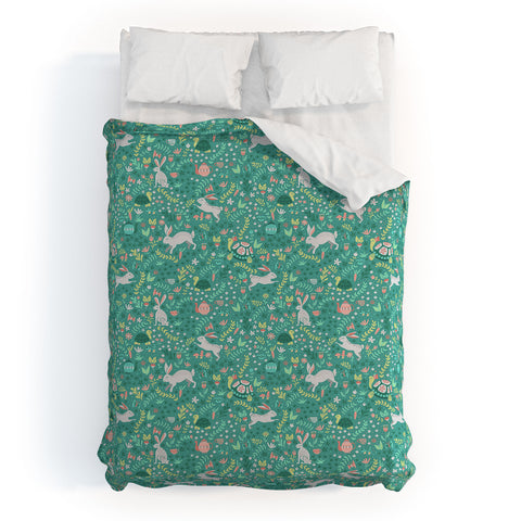 Lathe & Quill Spring Pattern of Bunnies Duvet Cover