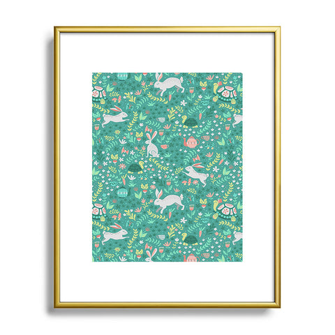Lathe & Quill Spring Pattern of Bunnies Metal Framed Art Print