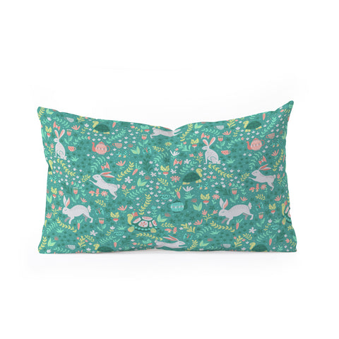 Lathe & Quill Spring Pattern of Bunnies Oblong Throw Pillow