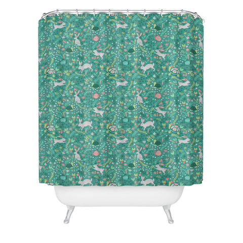 Lathe & Quill Spring Pattern of Bunnies Shower Curtain