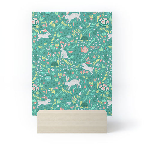 Lathe & Quill Spring Pattern of Bunnies Mini Art Print