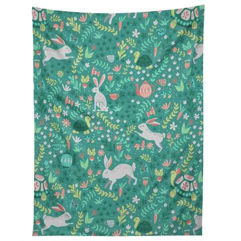 Lathe & Quill Spring Pattern of Bunnies Tapestry