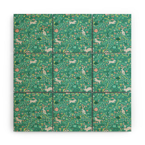 Lathe & Quill Spring Pattern of Bunnies Wood Wall Mural