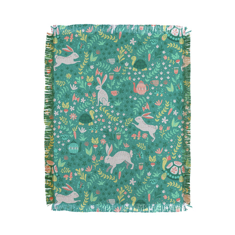 Lathe & Quill Spring Pattern of Bunnies Throw Blanket