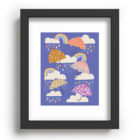 Lathe & Quill Spring Rain with Umbrellas Recessed Framing Rectangle