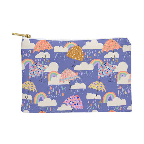 Lathe & Quill Spring Rain with Umbrellas Pouch