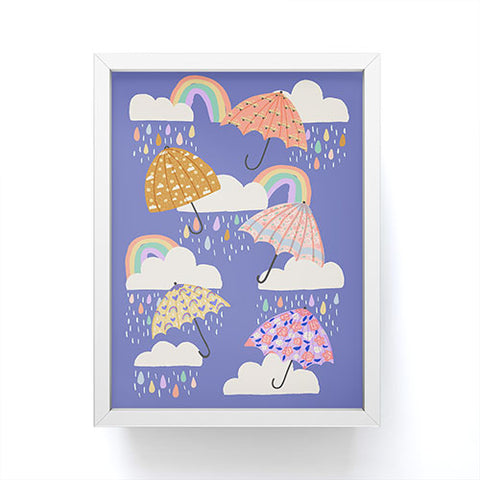 Lathe & Quill Spring Rain with Umbrellas Framed Mini Art Print