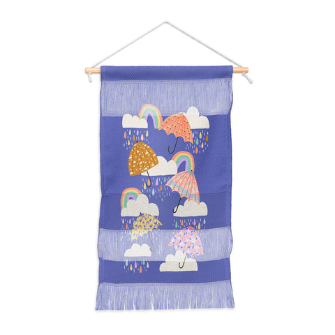 Lathe & Quill Spring Rain with Umbrellas Wall Hanging Portrait
