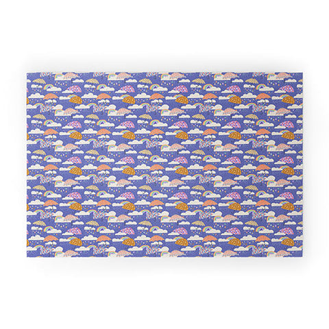 Lathe & Quill Spring Rain with Umbrellas Welcome Mat