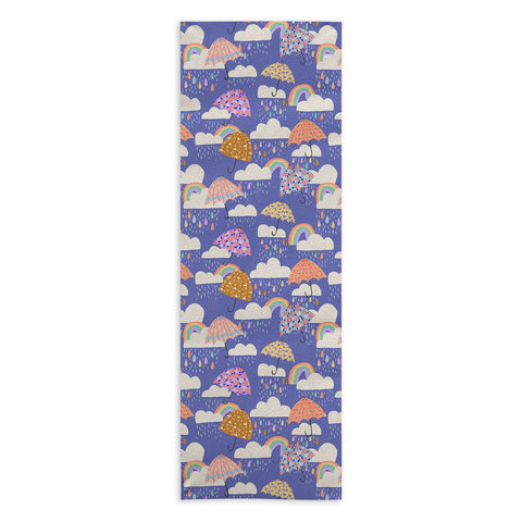 Lathe & Quill Spring Rain with Umbrellas Yoga Towel