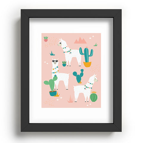 Lathe & Quill Summer Llamas on Pink Recessed Framing Rectangle