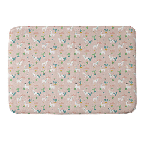 Lathe & Quill Summer Llamas on Pink Memory Foam Bath Mat