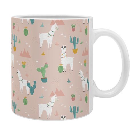 Lathe & Quill Summer Llamas on Pink Coffee Mug