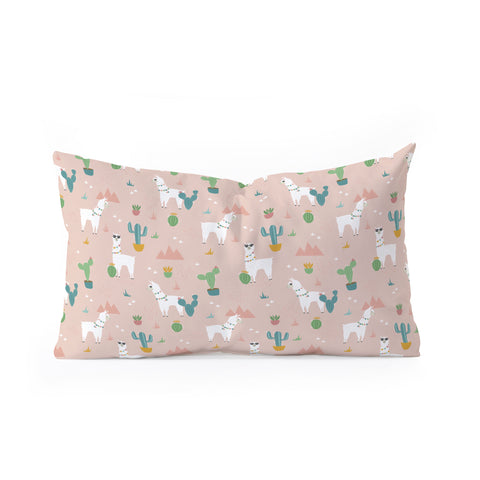 Lathe & Quill Summer Llamas on Pink Oblong Throw Pillow