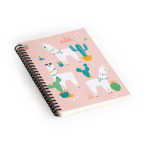 Lathe & Quill Summer Llamas on Pink Spiral Notebook