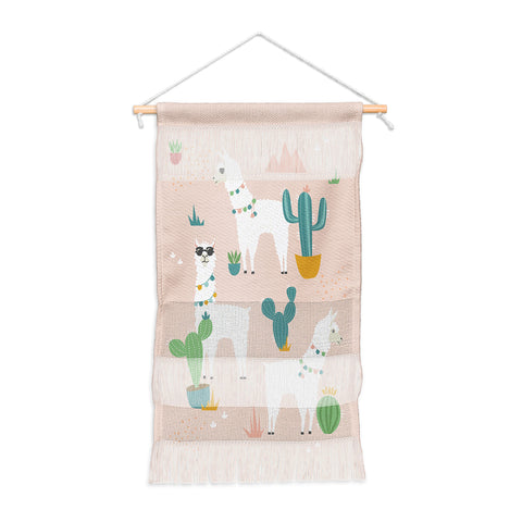Lathe & Quill Summer Llamas on Pink Wall Hanging Portrait