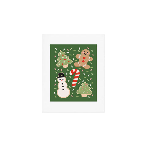 Lathe & Quill Sweet Christmas Cookies on Green Art Print