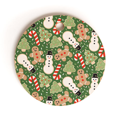 Lathe & Quill Sweet Christmas Cookies on Green Cutting Board Round