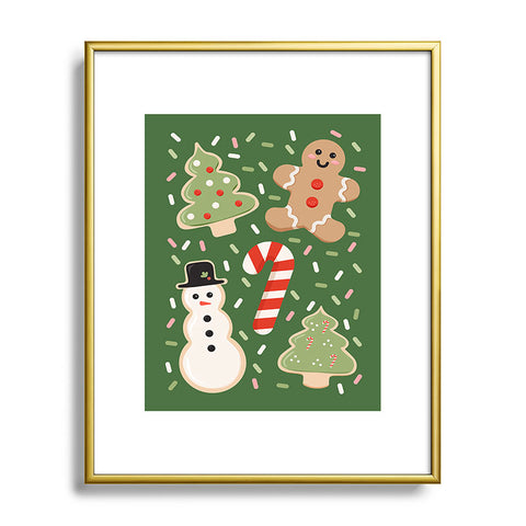 Lathe & Quill Sweet Christmas Cookies on Green Metal Framed Art Print