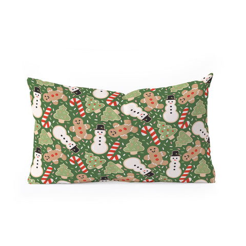 Lathe & Quill Sweet Christmas Cookies on Green Oblong Throw Pillow