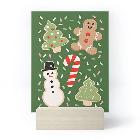 Lathe & Quill Sweet Christmas Cookies on Green Mini Art Print