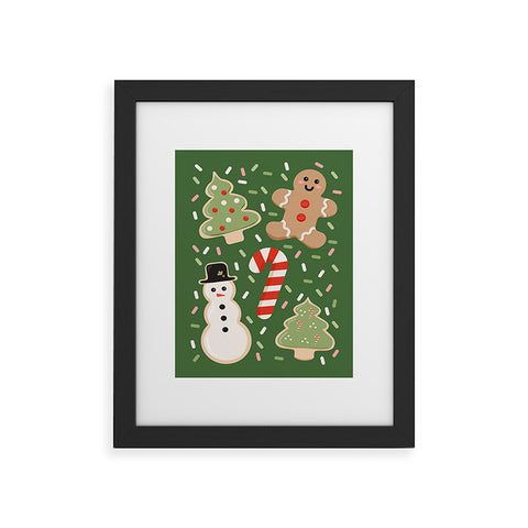 Lathe & Quill Sweet Christmas Cookies on Green Framed Art Print