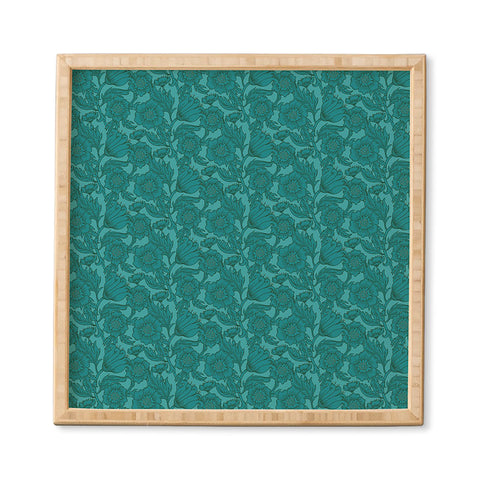Lathe & Quill Teal Floral Flourish Large Framed Wall Art