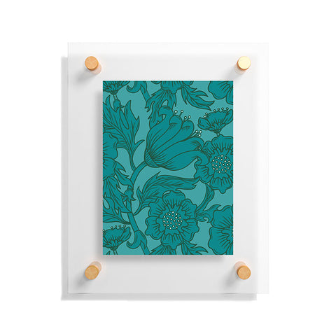 Lathe & Quill Teal Floral Flourish Large Floating Acrylic Print