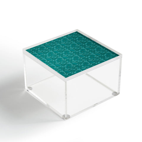 Lathe & Quill Teal Floral Flourish Large Acrylic Box