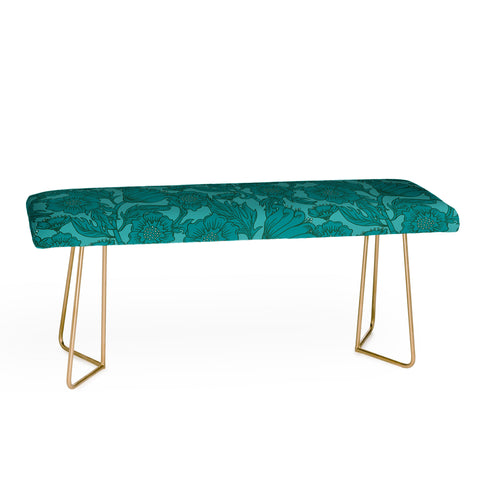Lathe & Quill Teal Floral Flourish Large Bench