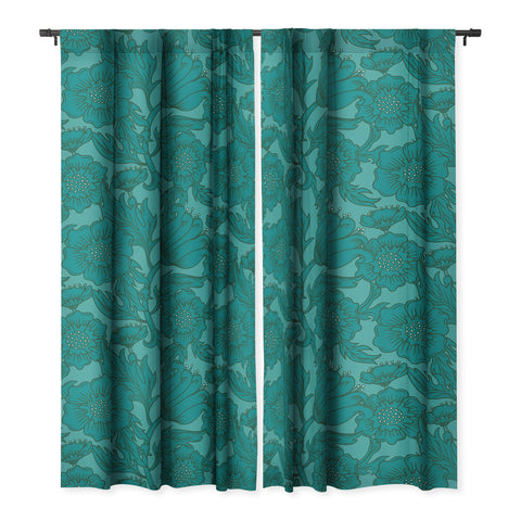 Lathe & Quill Teal Floral Flourish Large Blackout Non Repeat