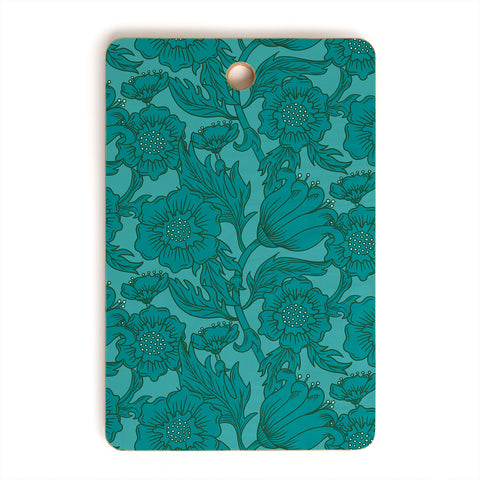 Lathe & Quill Teal Floral Flourish Large Cutting Board Rectangle