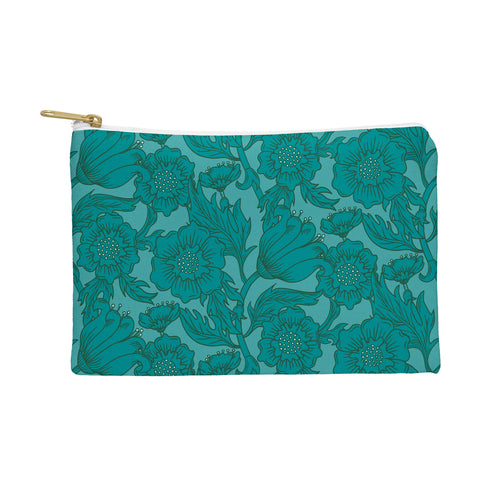 Lathe & Quill Teal Floral Flourish Large Pouch